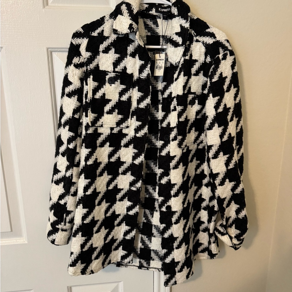 NWT Express Black and White Oversized Button Down Shirt